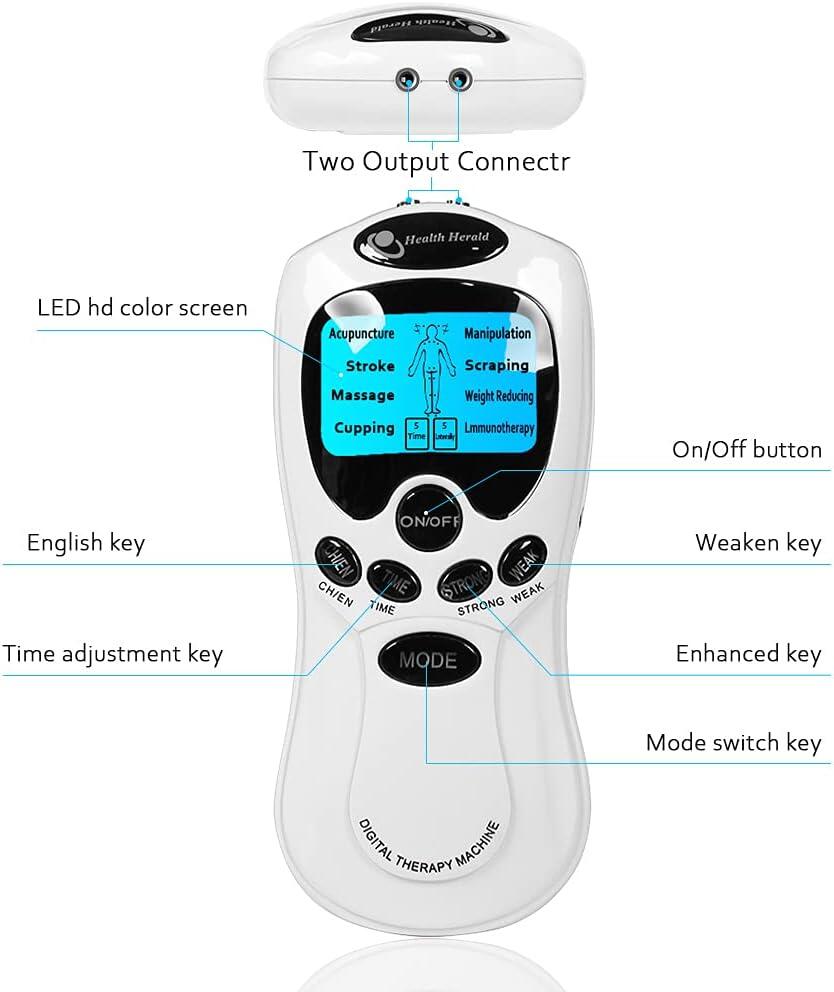 Electroestimulador Digital Portátil YZPUSI – Alivio del Dolor y Relajación Muscular con 8 Modos de Masaje, 15 Niveles de Intensidad y Pantalla LCD Azul
